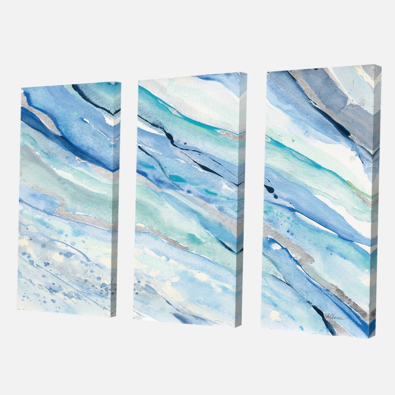 Designart - Blue Silver Spring I - Modern Lake House Canvas Artwork